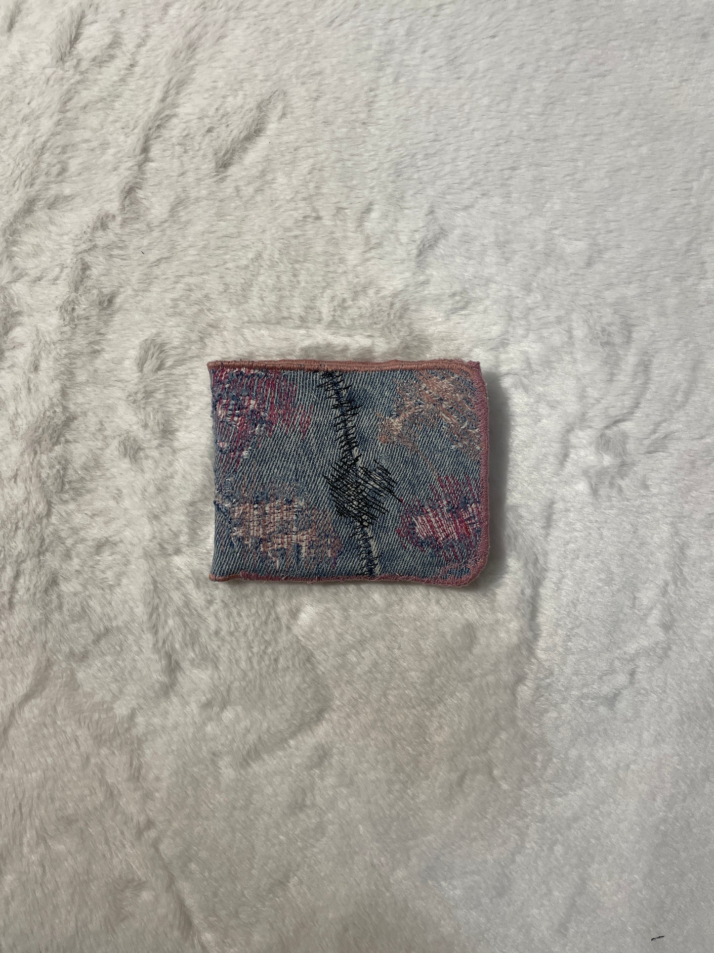 Pink allover denim wallet