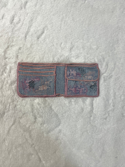 Pink allover denim wallet