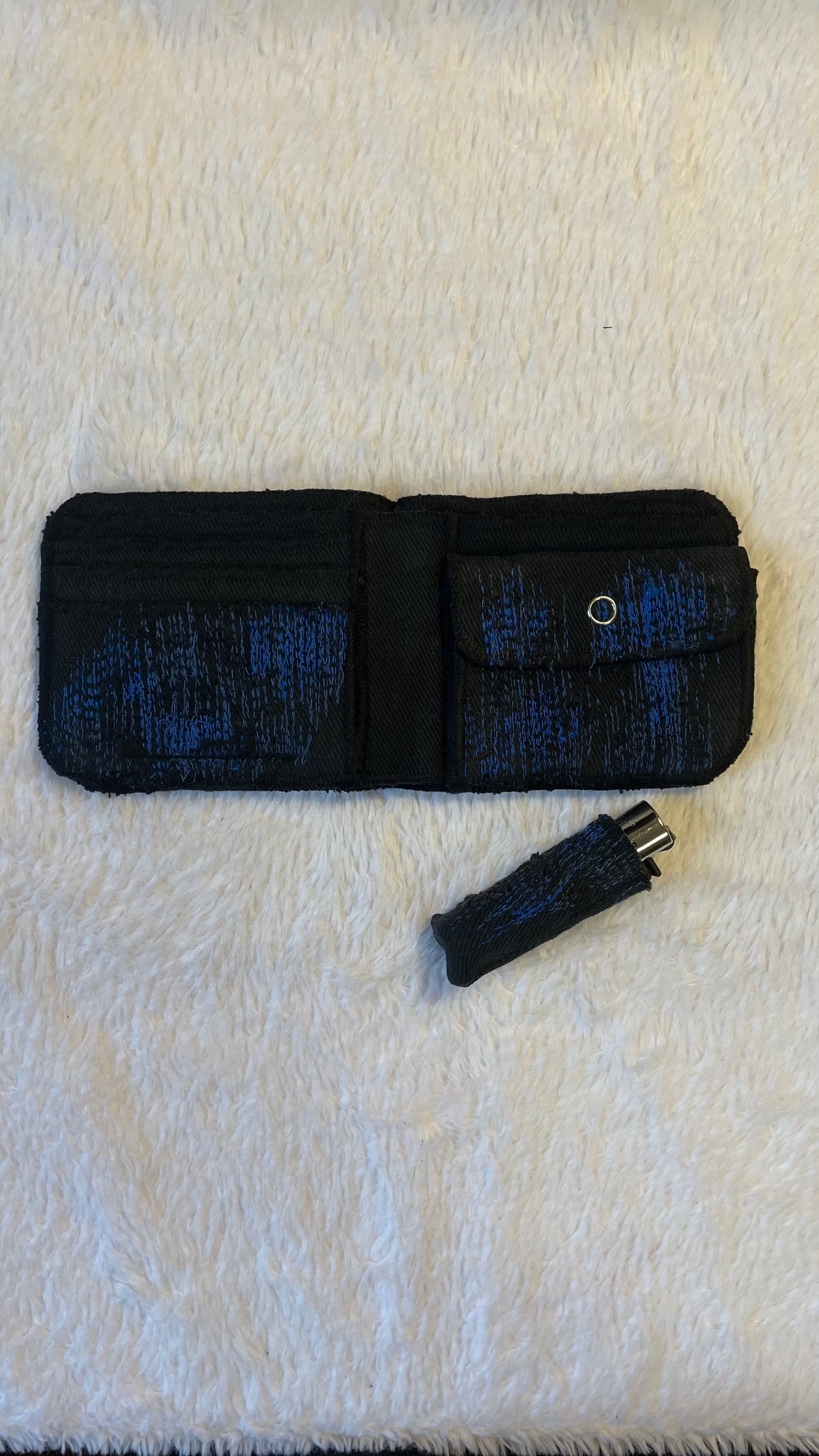 Blue stitches denim wallet