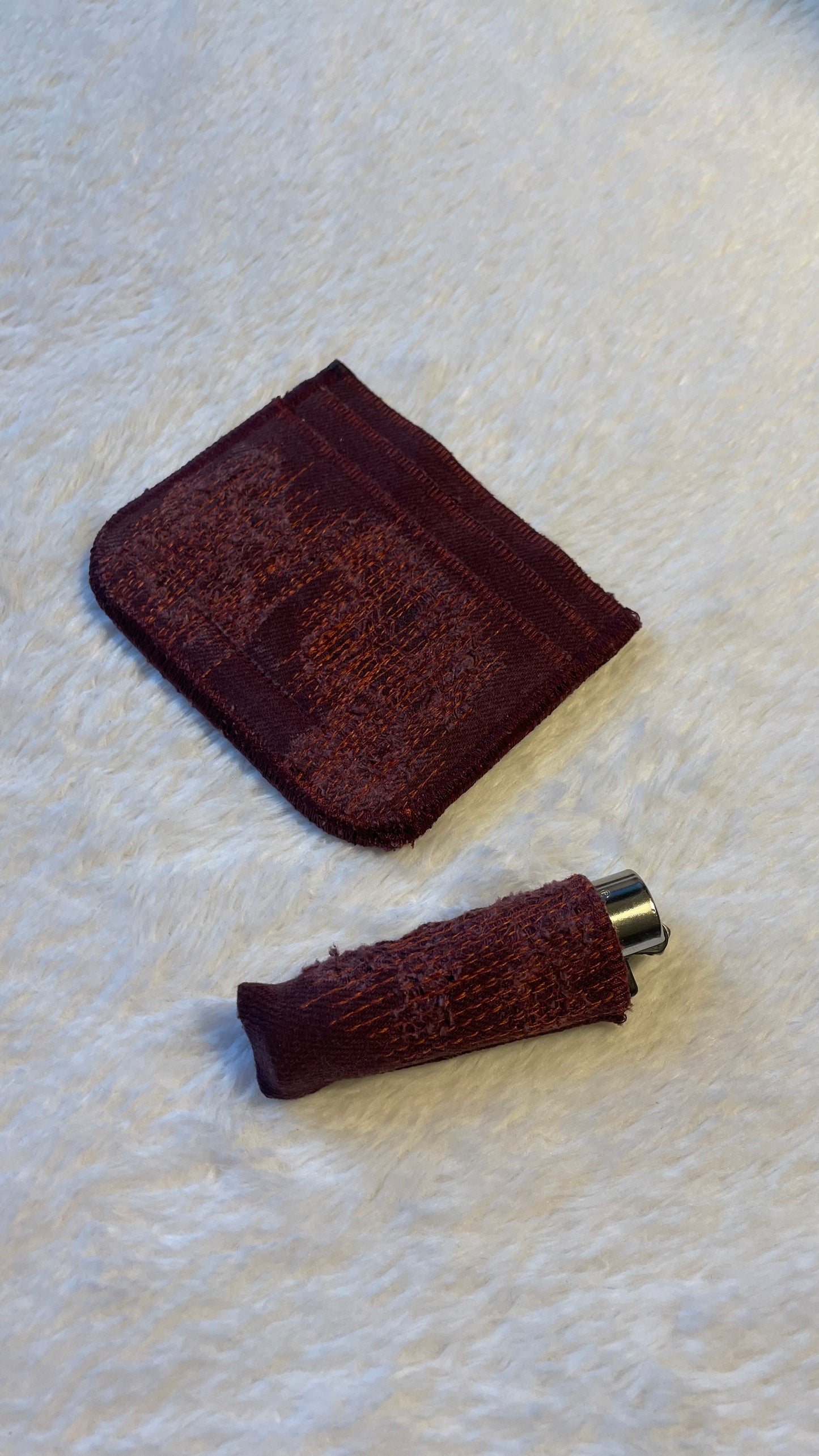 Crimson denim cardholder