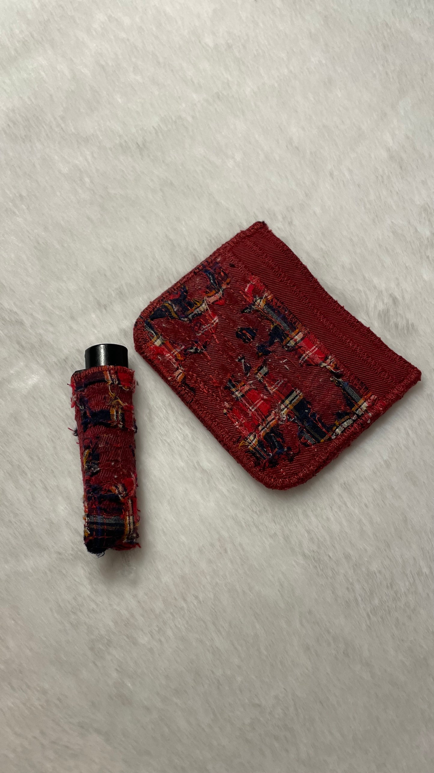 Red flannel cardholder