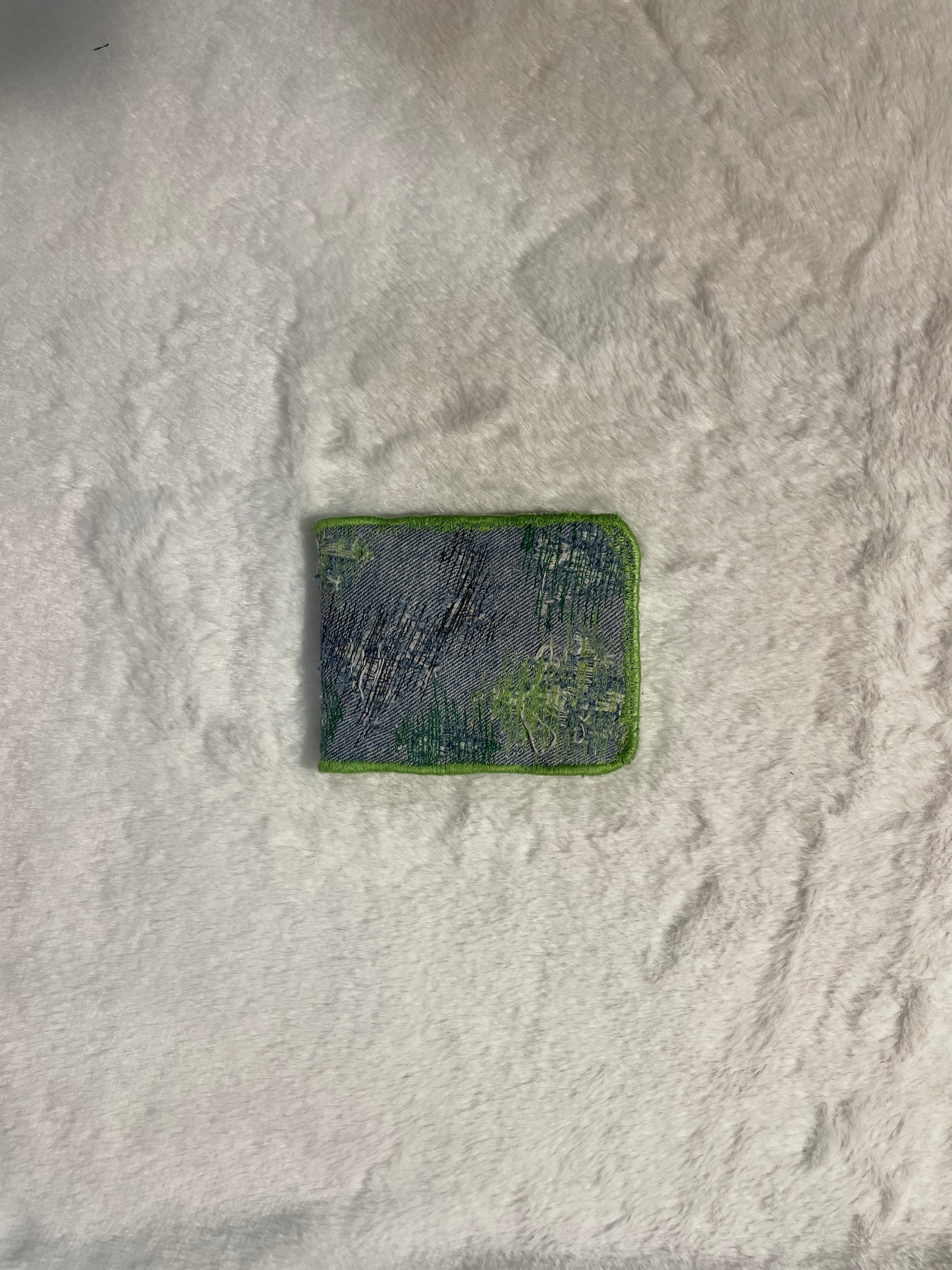 Green allover denim wallet