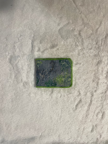 Green allover denim wallet