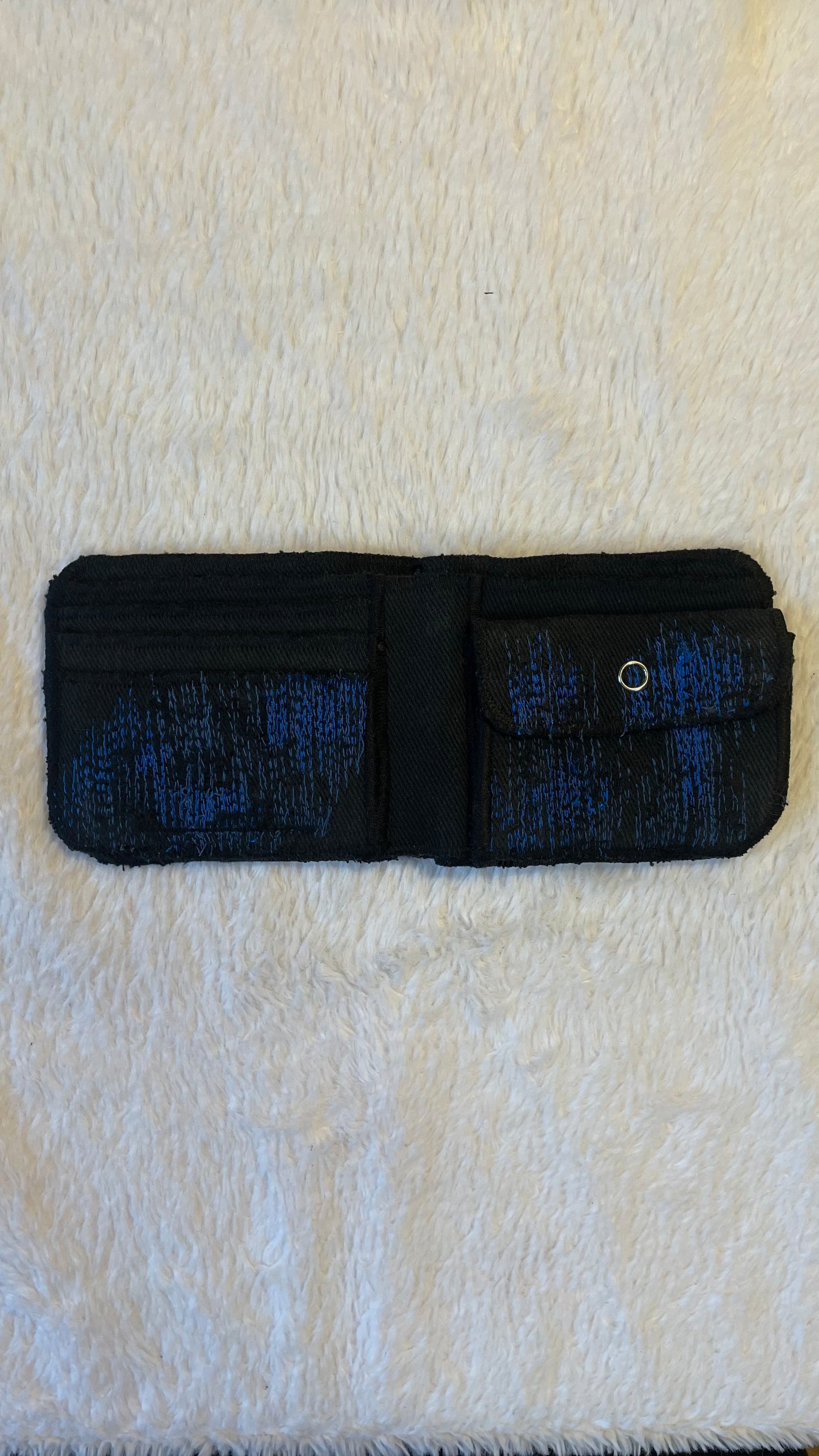 Blue stitches denim wallet