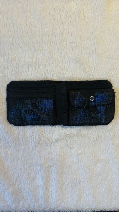 Blue stitches denim wallet