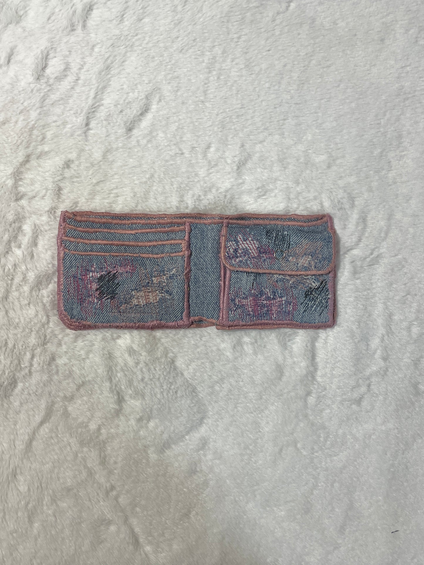 Pink allover denim wallet