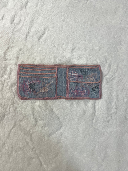 Pink allover denim wallet