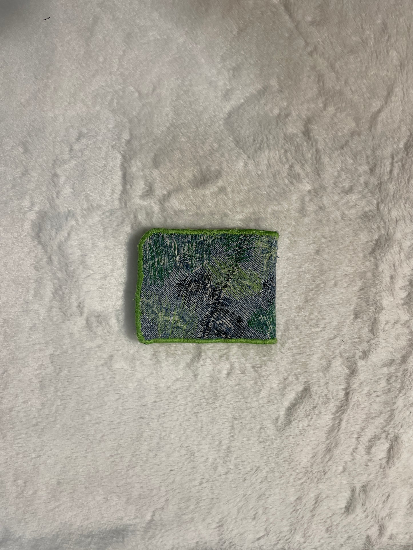 Green allover denim wallet