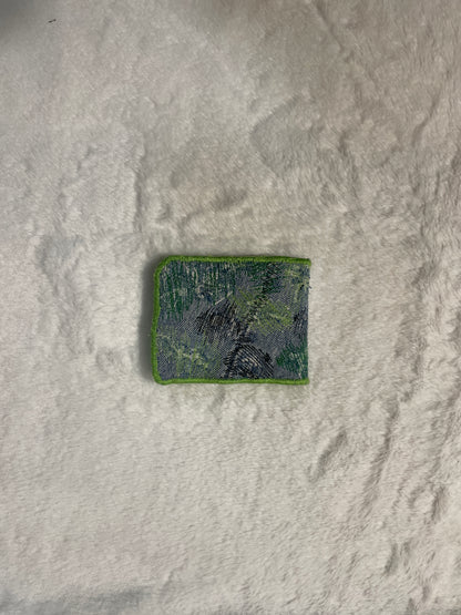 Green allover denim wallet