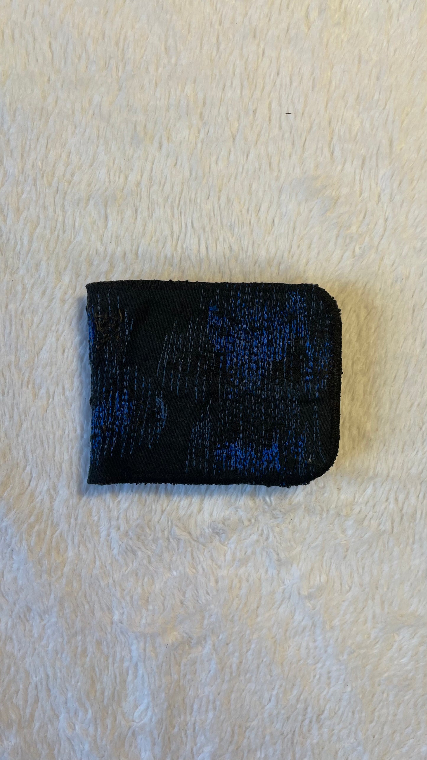 Blue stitches denim wallet
