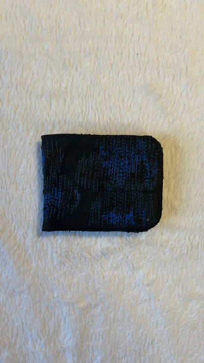 Blue stitches denim wallet