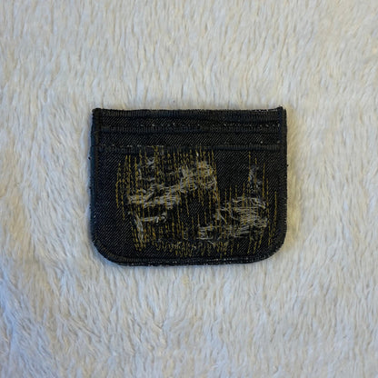 Gold stitches denim cardholder