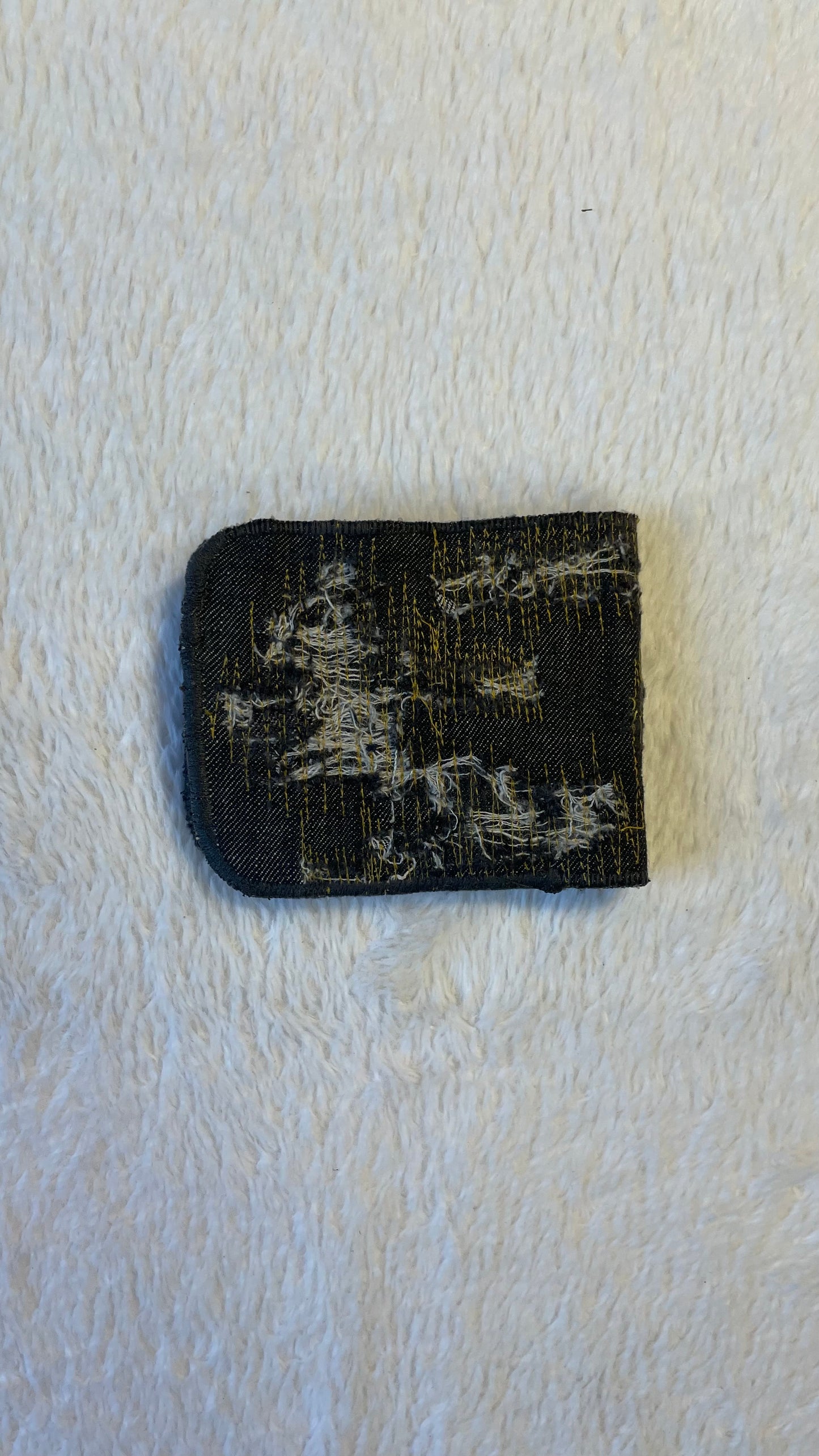 Gold stitches denim wallet