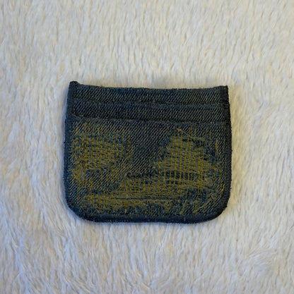 Blue gold stitches denim cardholder