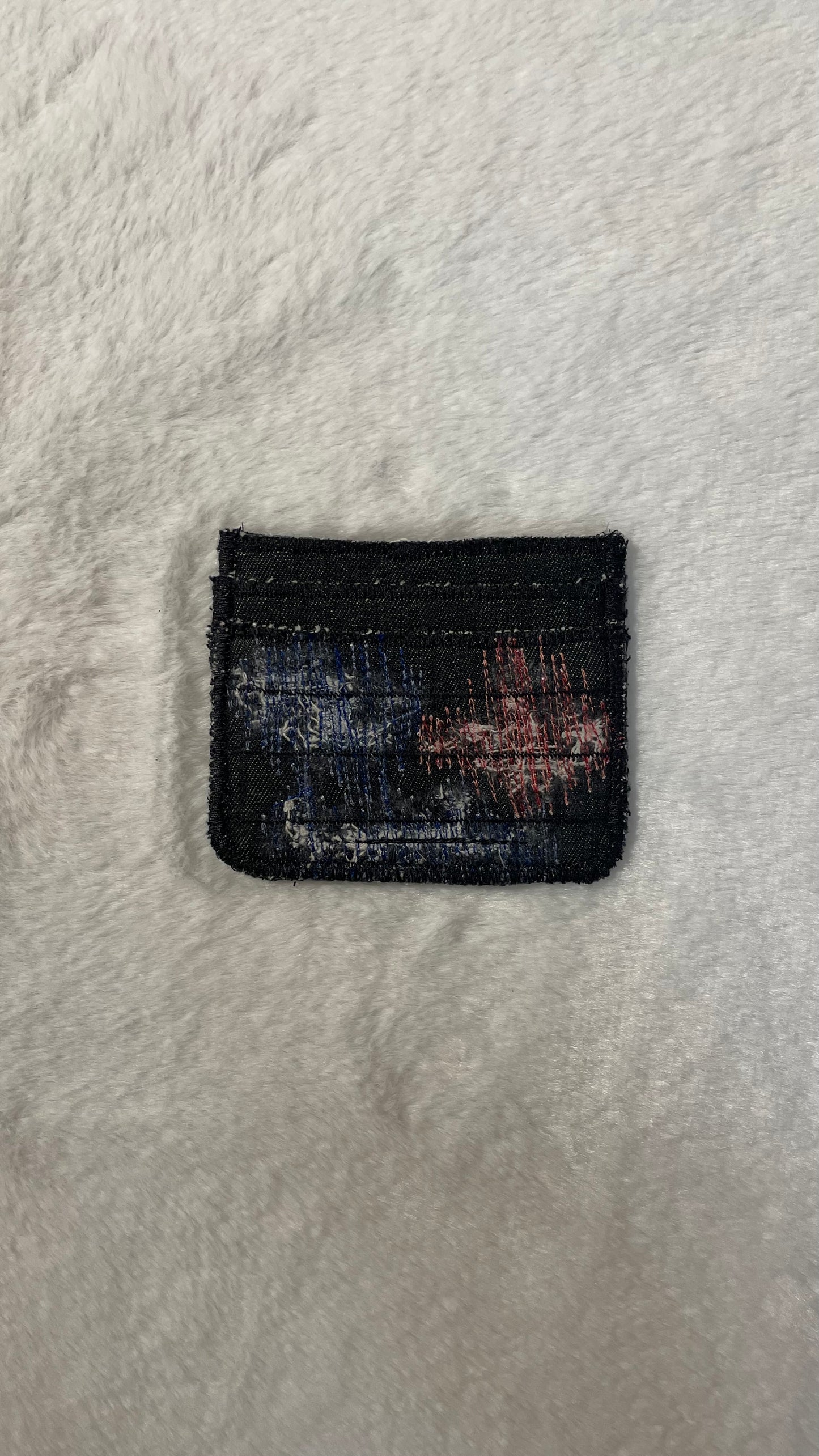 Blue and red denim cardholder