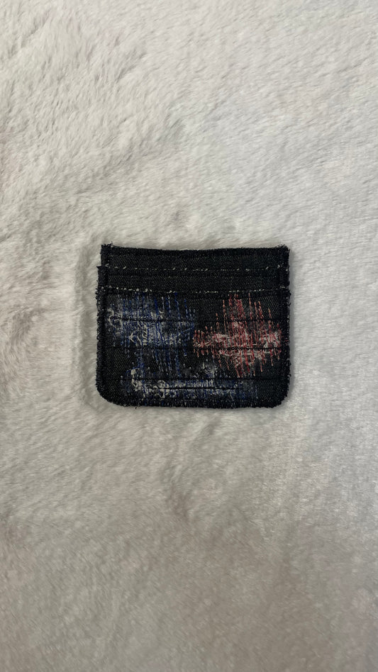 Blue and red denim cardholder