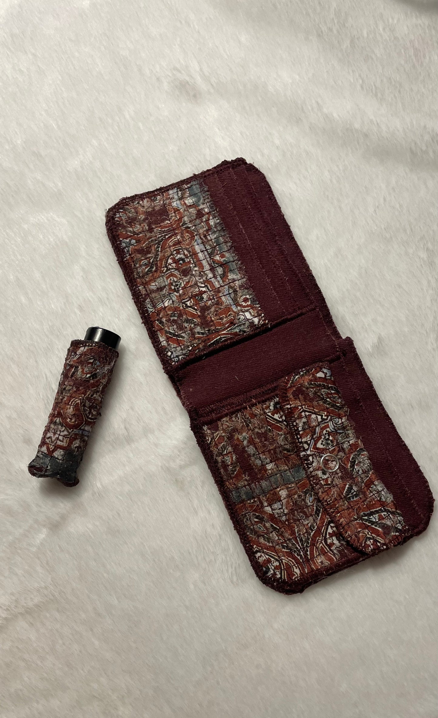 slashed denim wallet