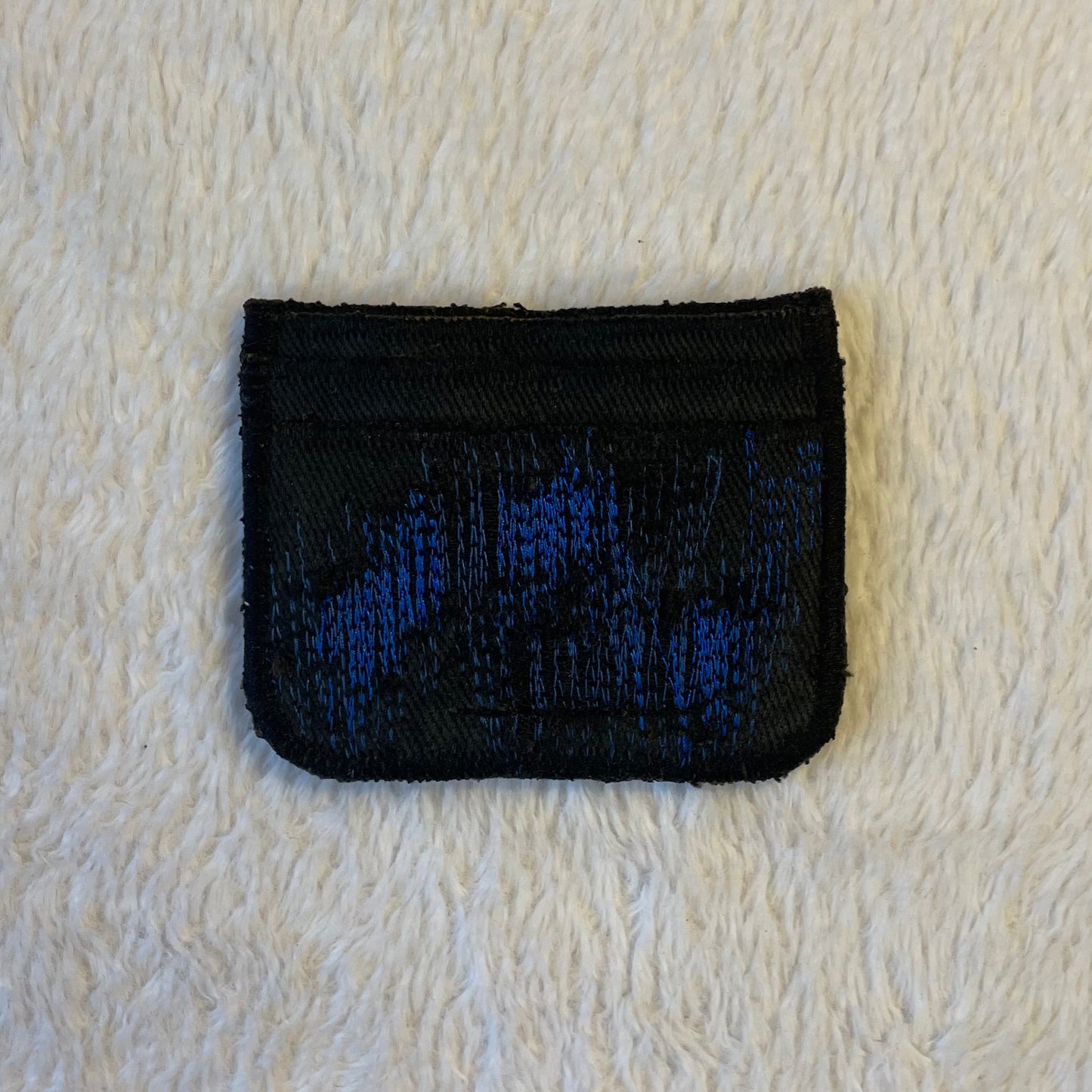 Blue stitches denim cardholder