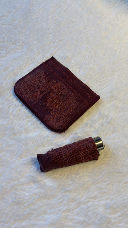 Crimson denim cardholder