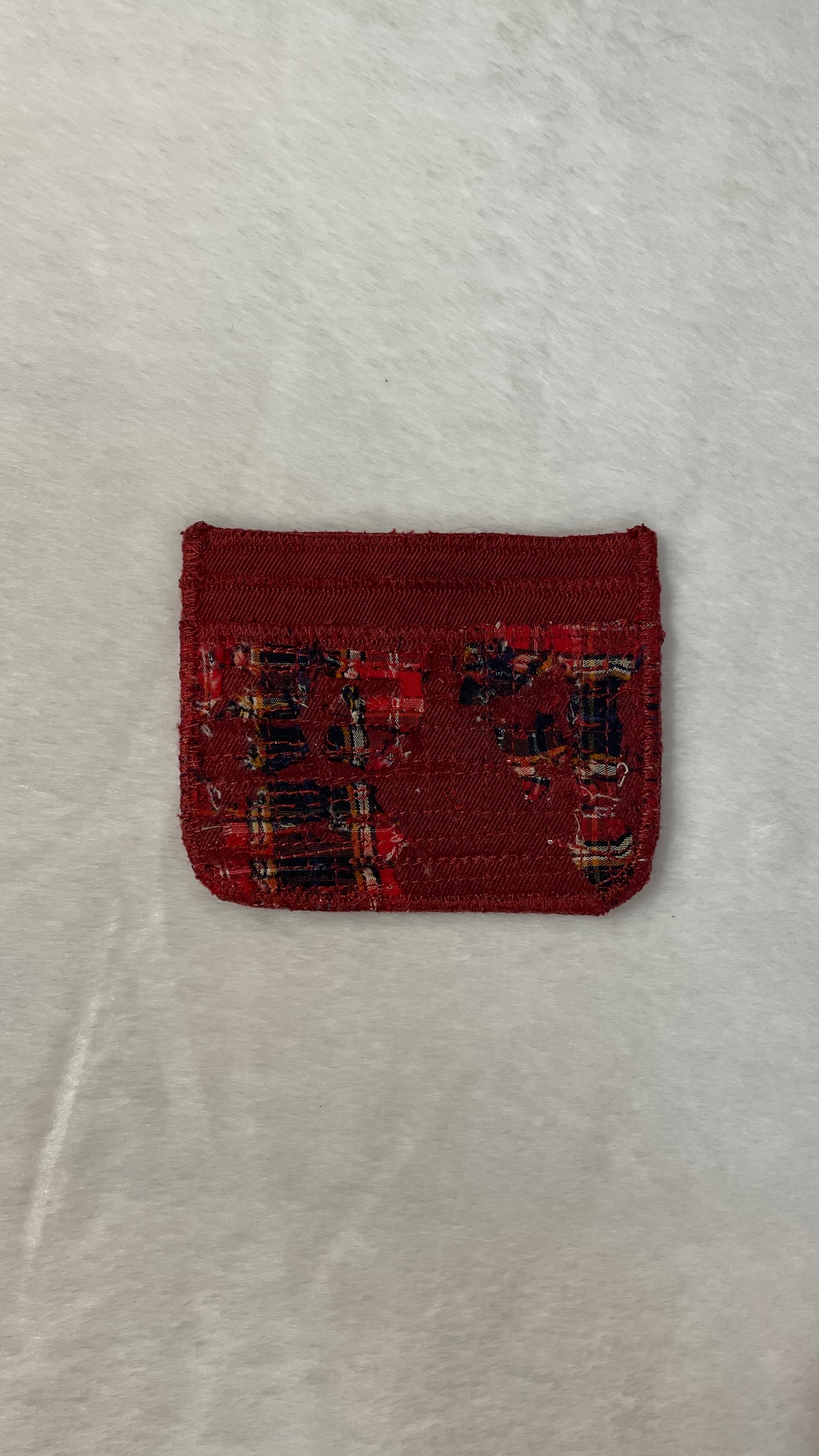 Red flannel cardholder