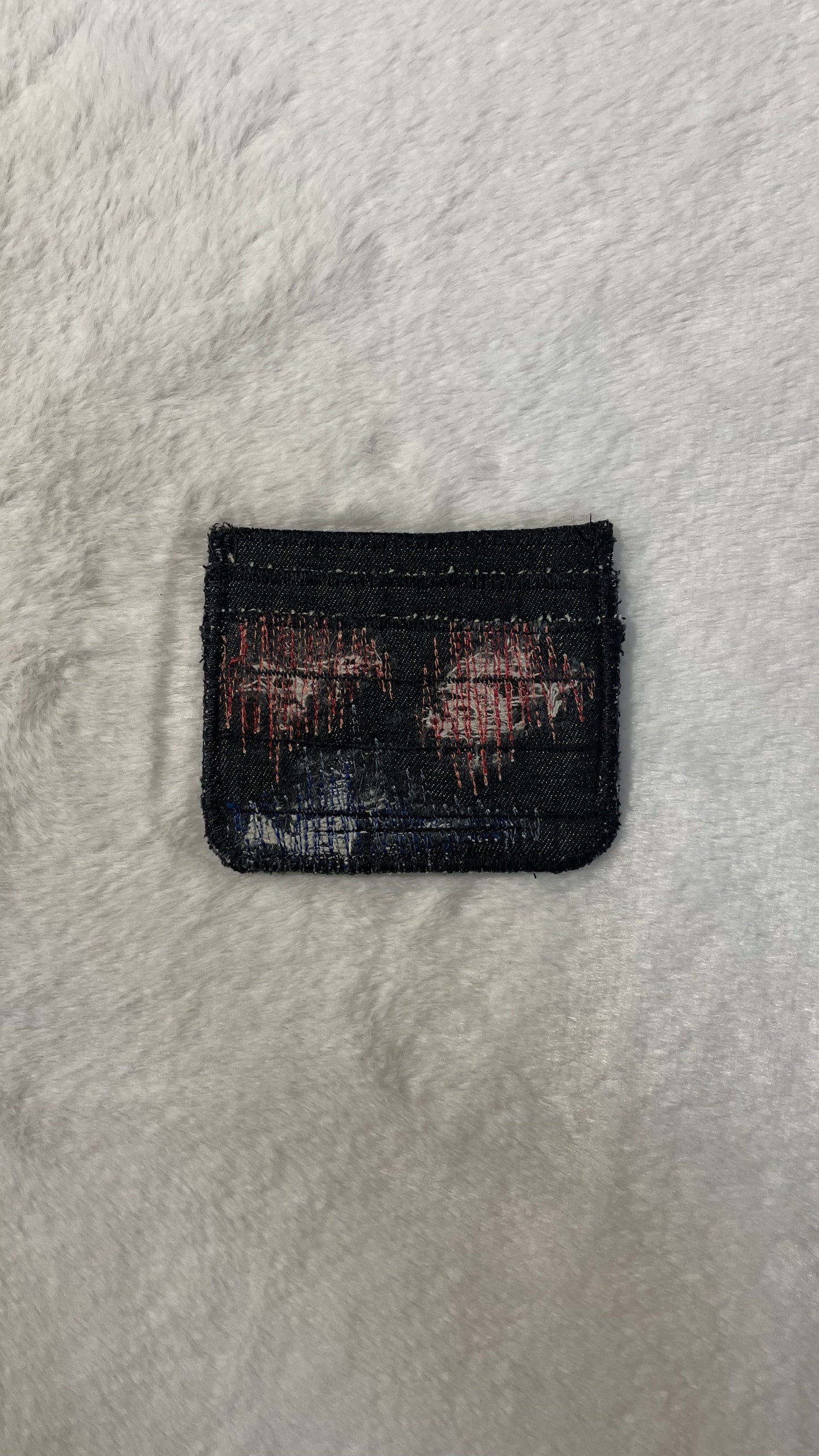 Blue and red denim cardholder