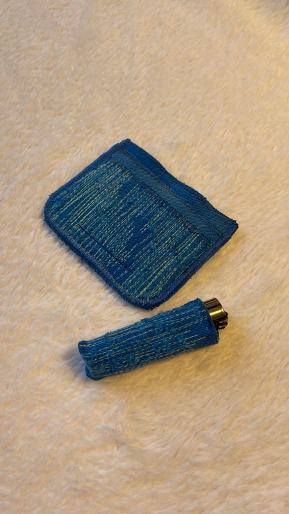 Blue denim cardholder