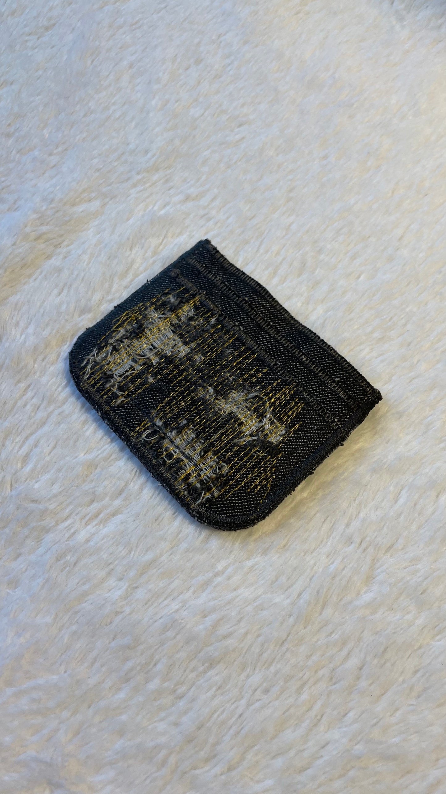 Gold stitches denim cardholder