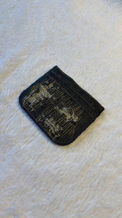 Gold stitches denim cardholder