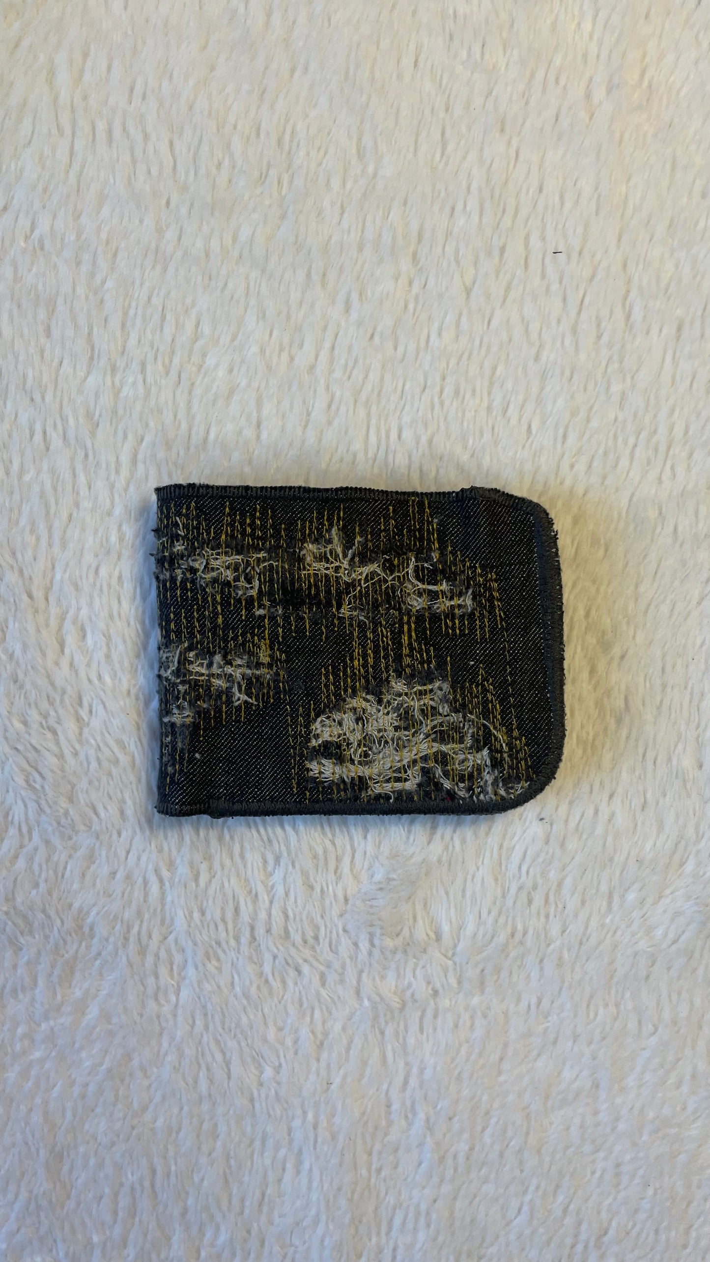 Gold stitches denim wallet