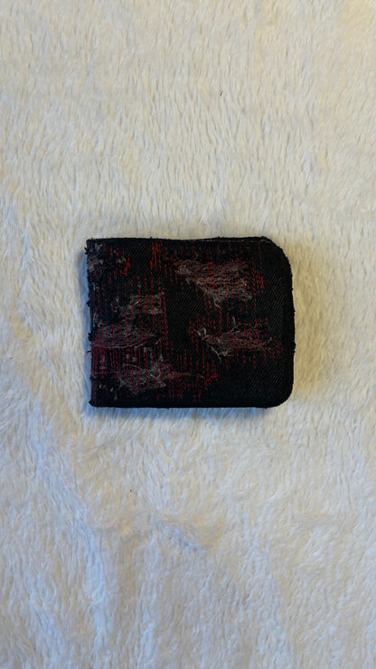 Red stitches denim wallet