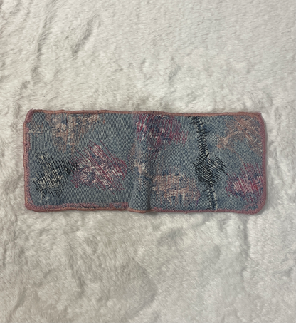 Pink allover denim wallet