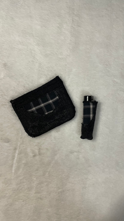 Black flannel cardholder