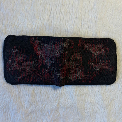 Red stitches denim wallet