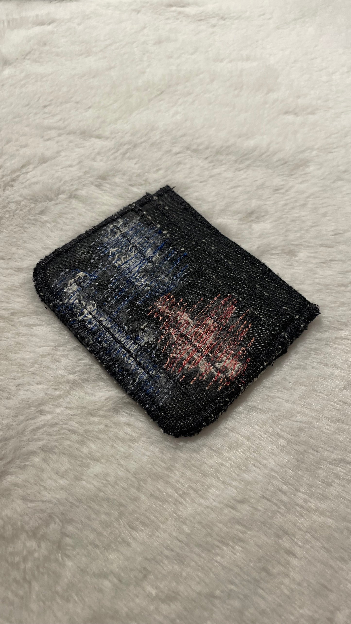 Blue and red denim cardholder