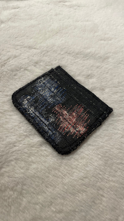 Blue and red denim cardholder