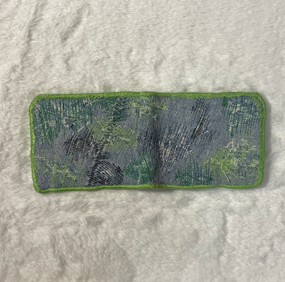 Green allover denim wallet