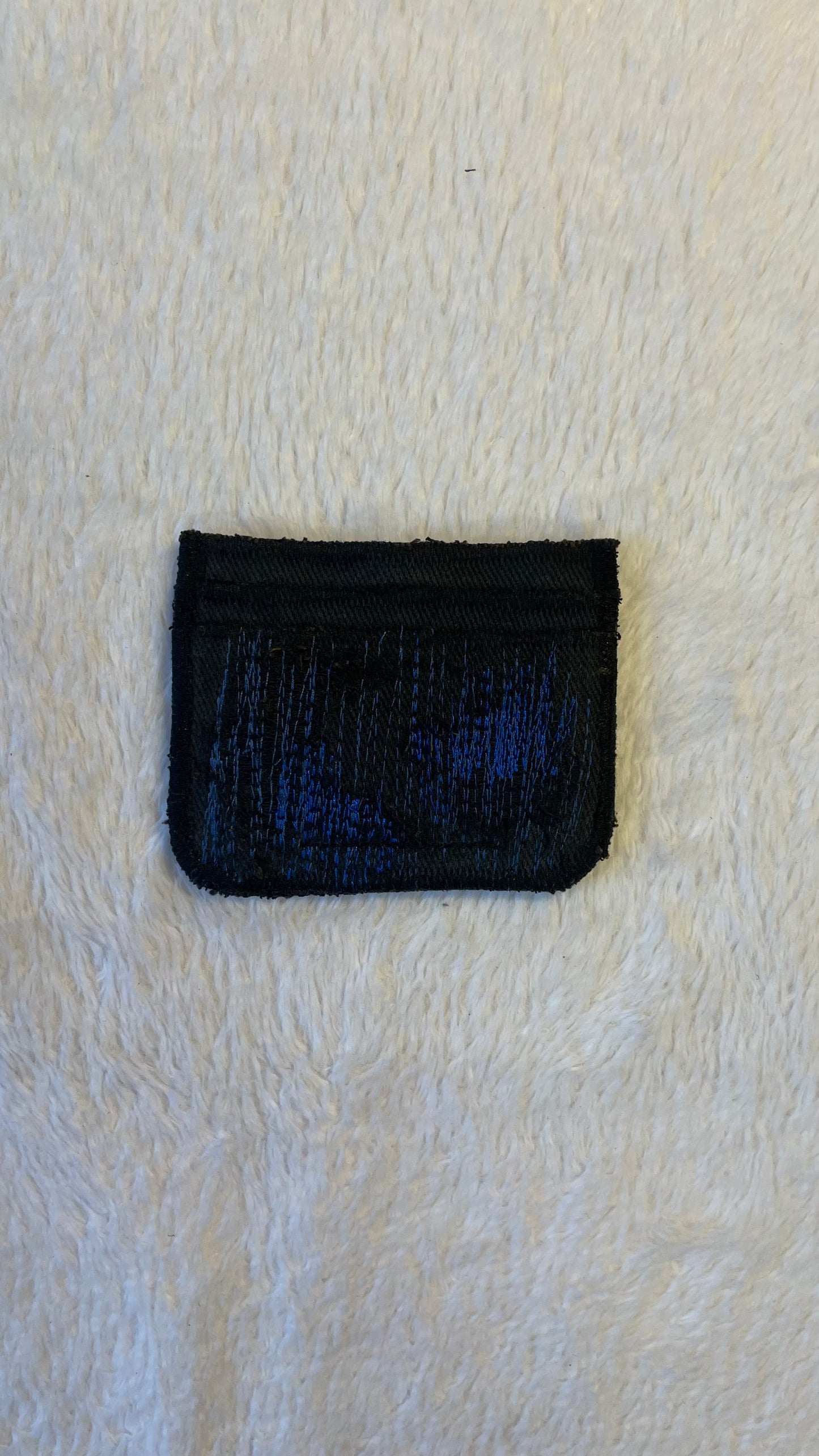Blue stitches denim cardholder