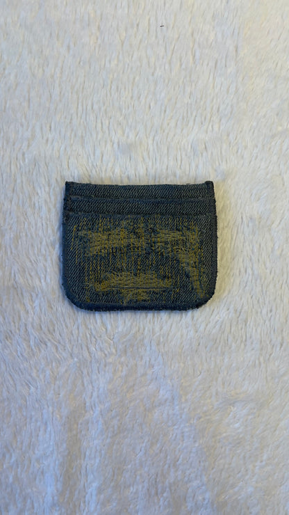 Blue gold stitches denim cardholder