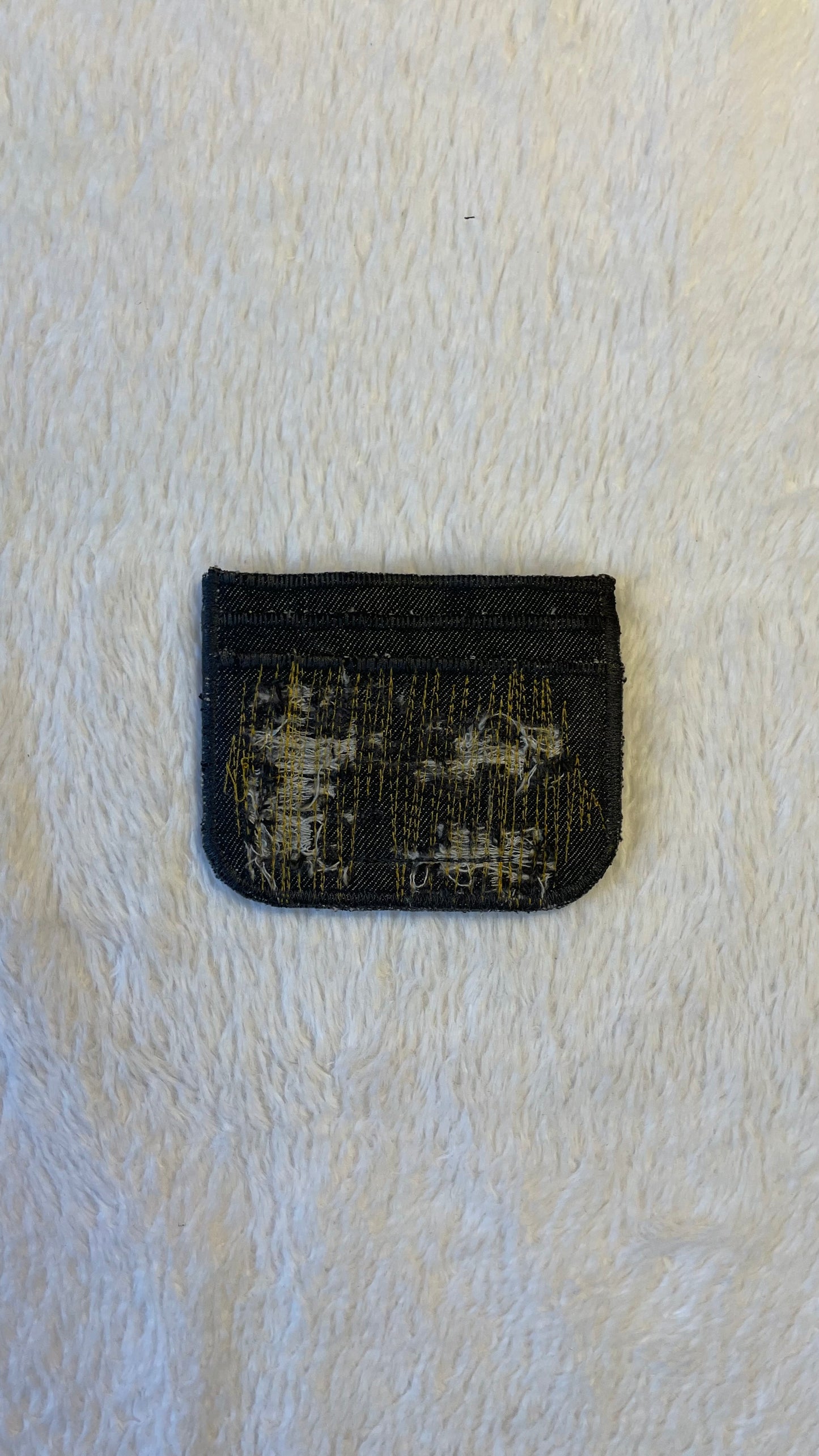Gold stitches denim cardholder