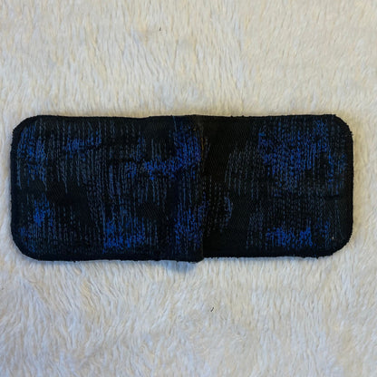 Blue stitches denim wallet