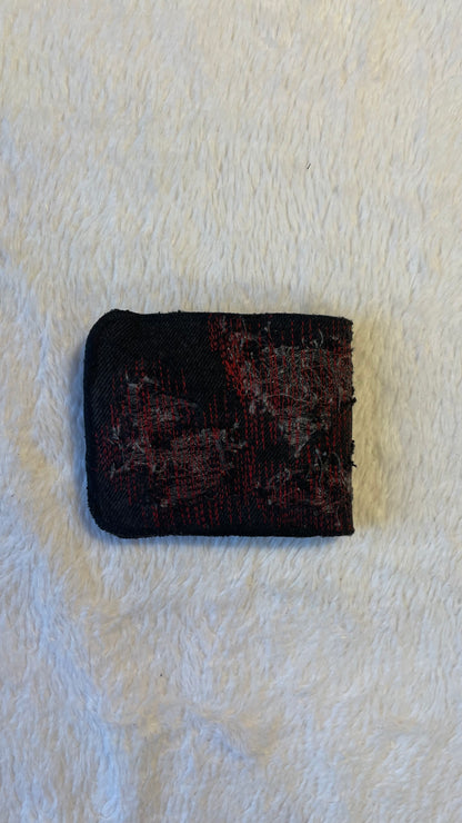 Red stitches denim wallet