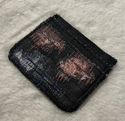 Blue and red denim cardholder
